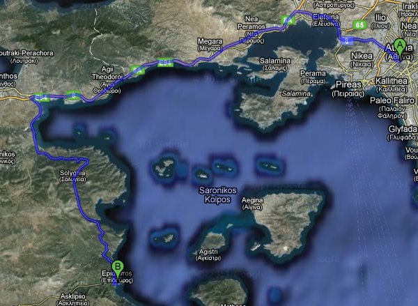 Αθήνα-Επίδαυρος, διαδρομή